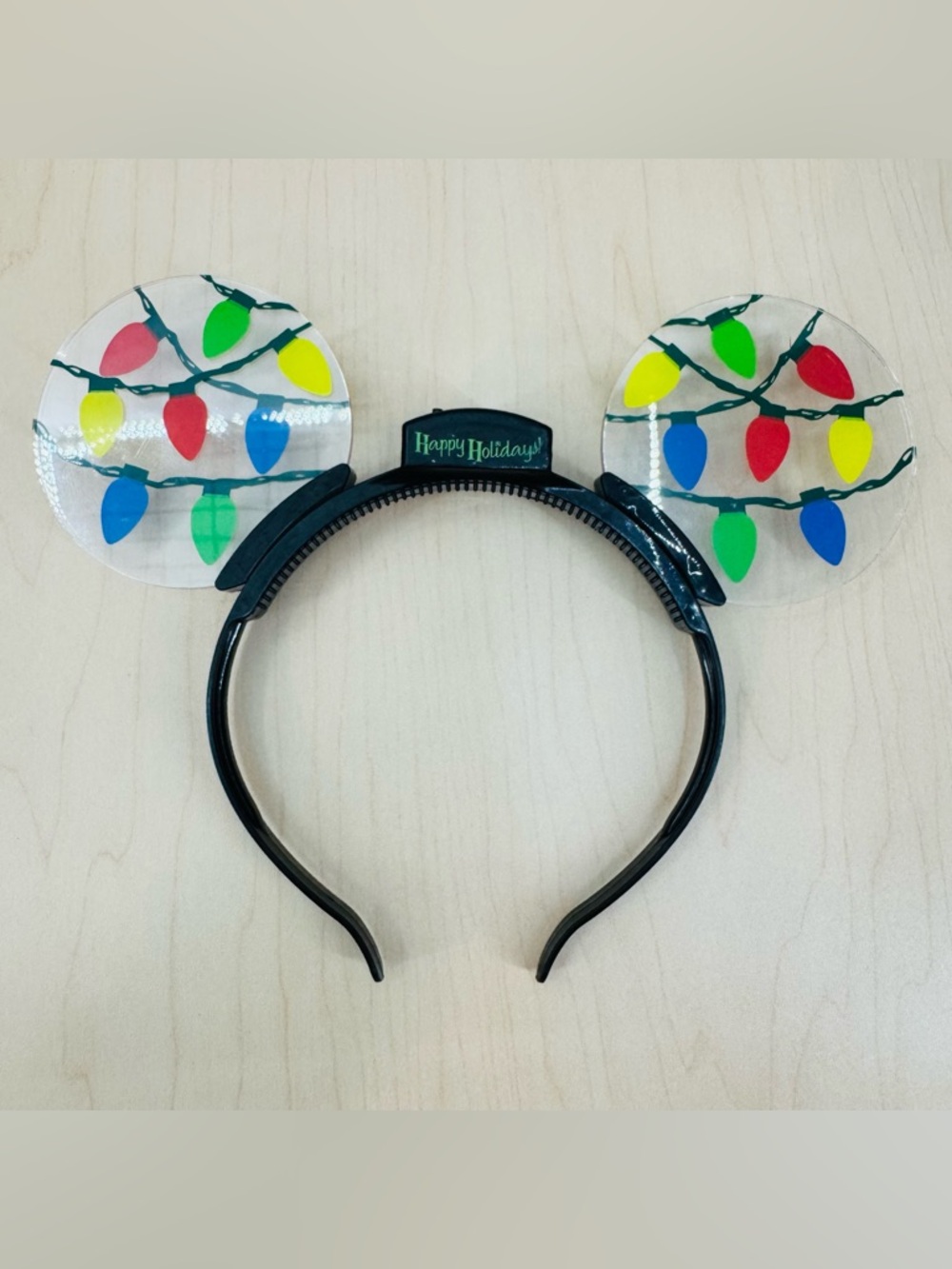 Disney Light Up Mickey Mouse Ears Happy Holidays Christmas Lights Headband